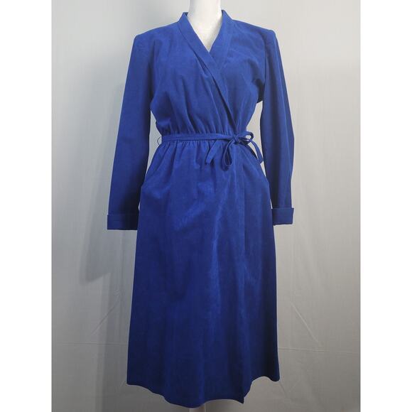 Vintage 1970s Skinner Ultra Fine Suede Fabric robe size XS/S blue Union Made USA - Picture 1 of 14
